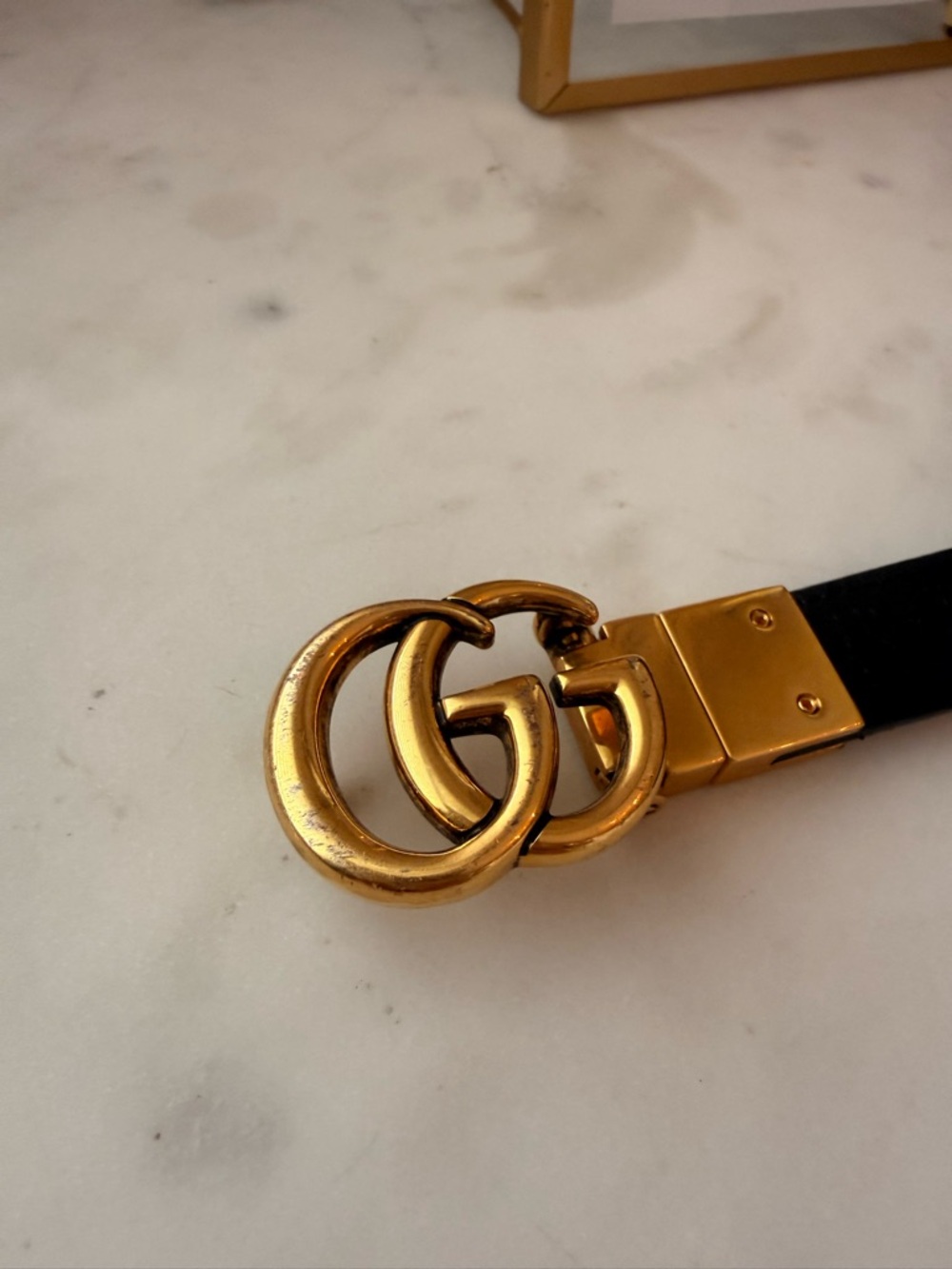 Authentic Gucci GG Marmont Reversible Thin Leather Belt, Black/Pink 90 - Picture 12 of 14